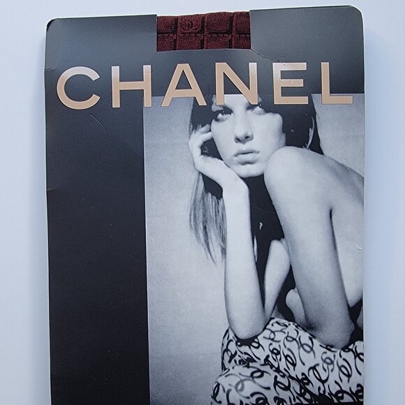 CHANEL Tights Size 2 New Bordeaux & Black CC logos - Picture 3 of 8